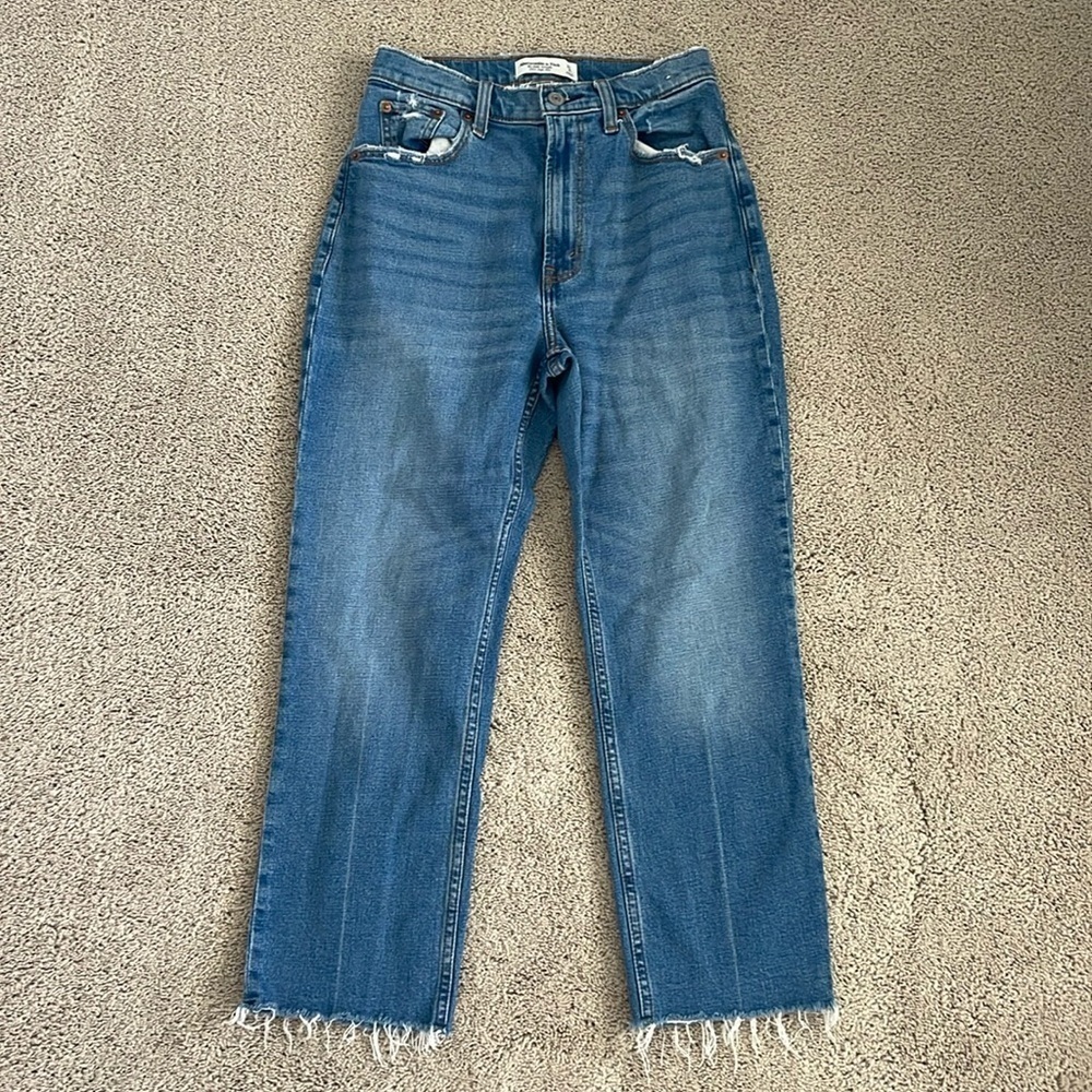 Abercrombie & Fitch Curve Love Ultra High Rise Ankle Straight Jeans